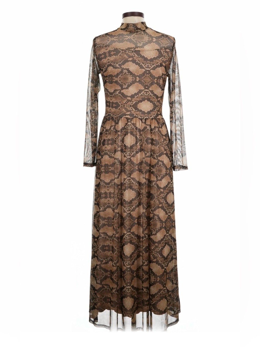 Elegant Brown Snake Print Maxi Dress